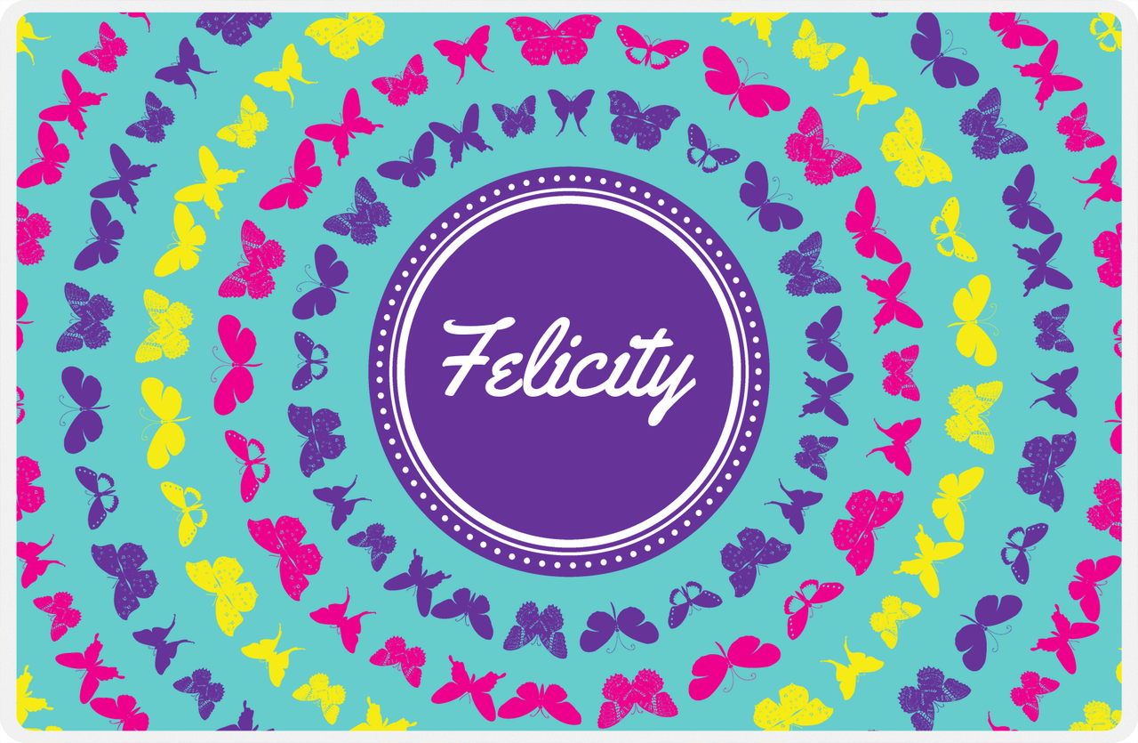 Personalized Butterfly Placemat VI - Teal Background -  View
