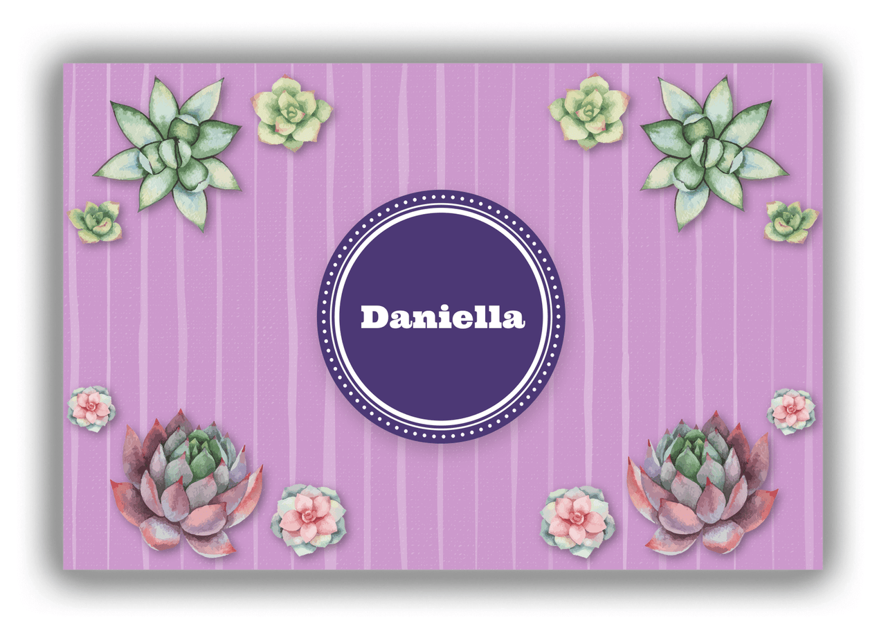 Personalized Cactus / Succulent Canvas Wrap & Photo Print I - Watercolor - Circle Nameplate - Front View