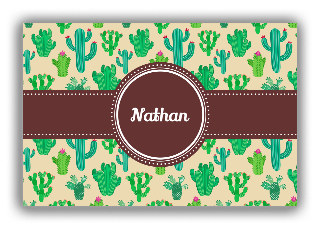 Personalized Cactus / Succulent Canvas Wrap & Photo Print III - Circle Ribbon Nameplate - Front View