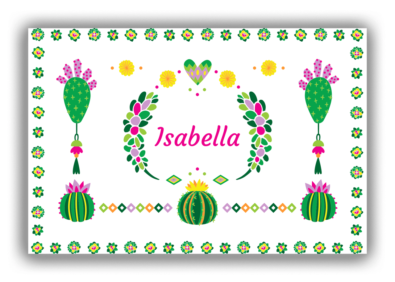 Personalized Cactus / Succulent Canvas Wrap & Photo Print IV - Cactus Wreath - White Background - Front View