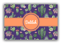 Thumbnail for Personalized Cactus / Succulent Canvas Wrap & Photo Print V - Watercolor Cactus - Circle Ribbon Nameplate - Front View