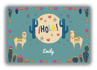 Thumbnail for Personalized Cactus / Succulent Canvas Wrap & Photo Print VII - Hola Alpaca - Teal Background - Front View