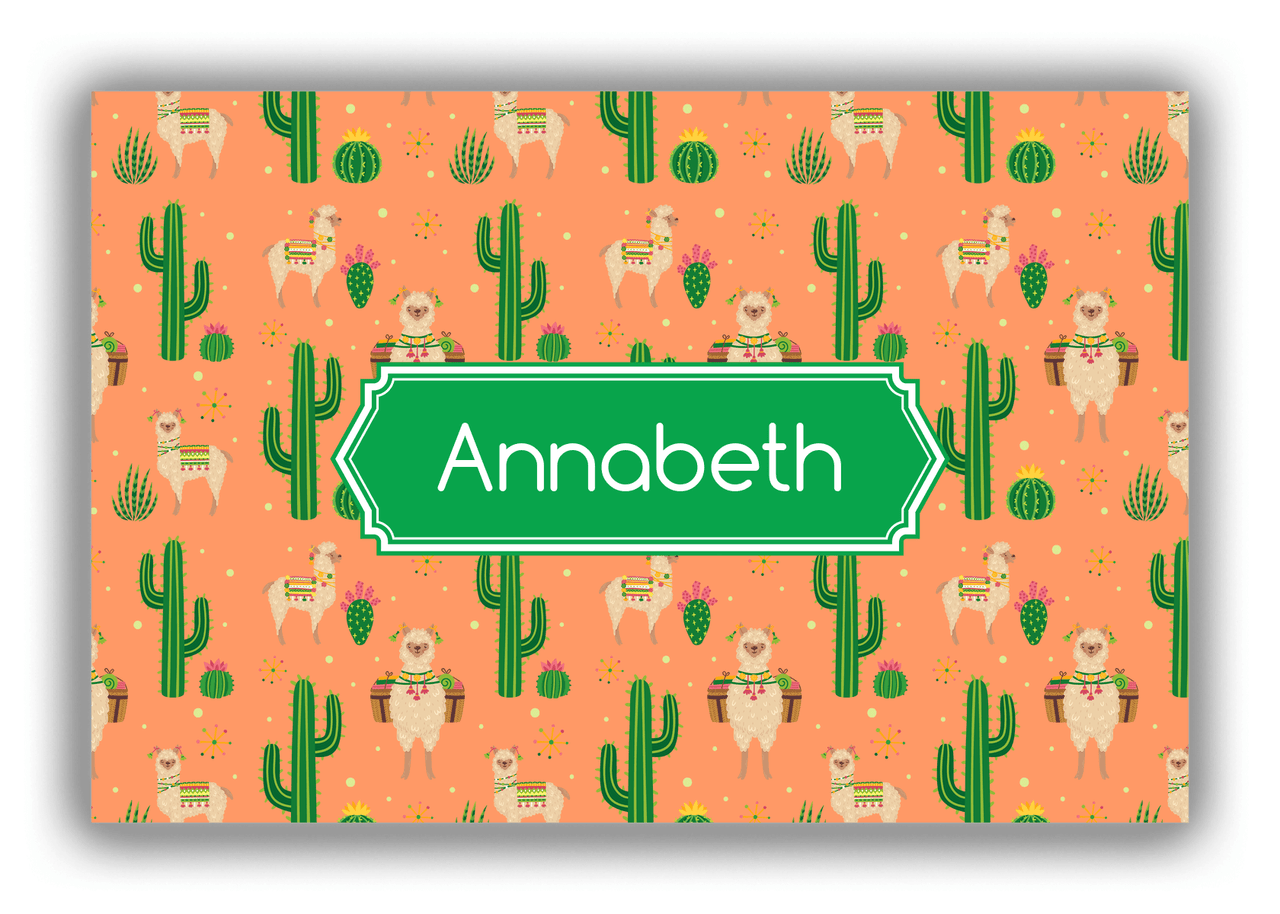 Personalized Cactus / Succulent Canvas Wrap & Photo Print X - Alpacas - Decorative Rectangle Nameplate - Front View