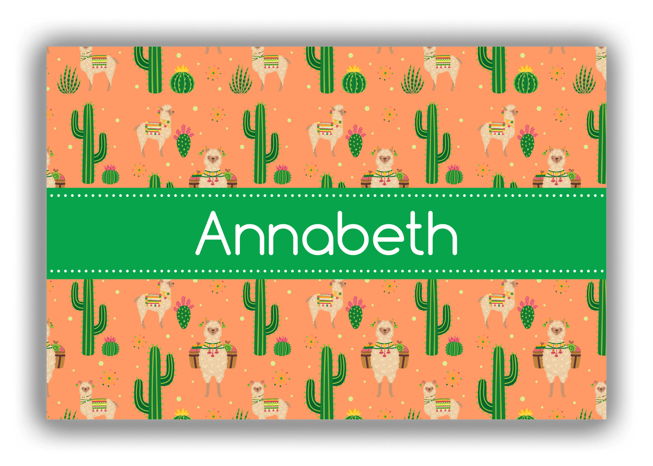 Personalized Cactus / Succulent Canvas Wrap & Photo Print X - Alpacas - Ribbon Nameplate - Front View