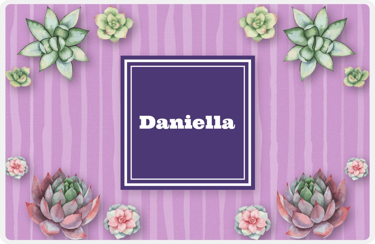 Personalized Cactus / Succulent Placemat I - Watercolor - Square Nameplate -  View
