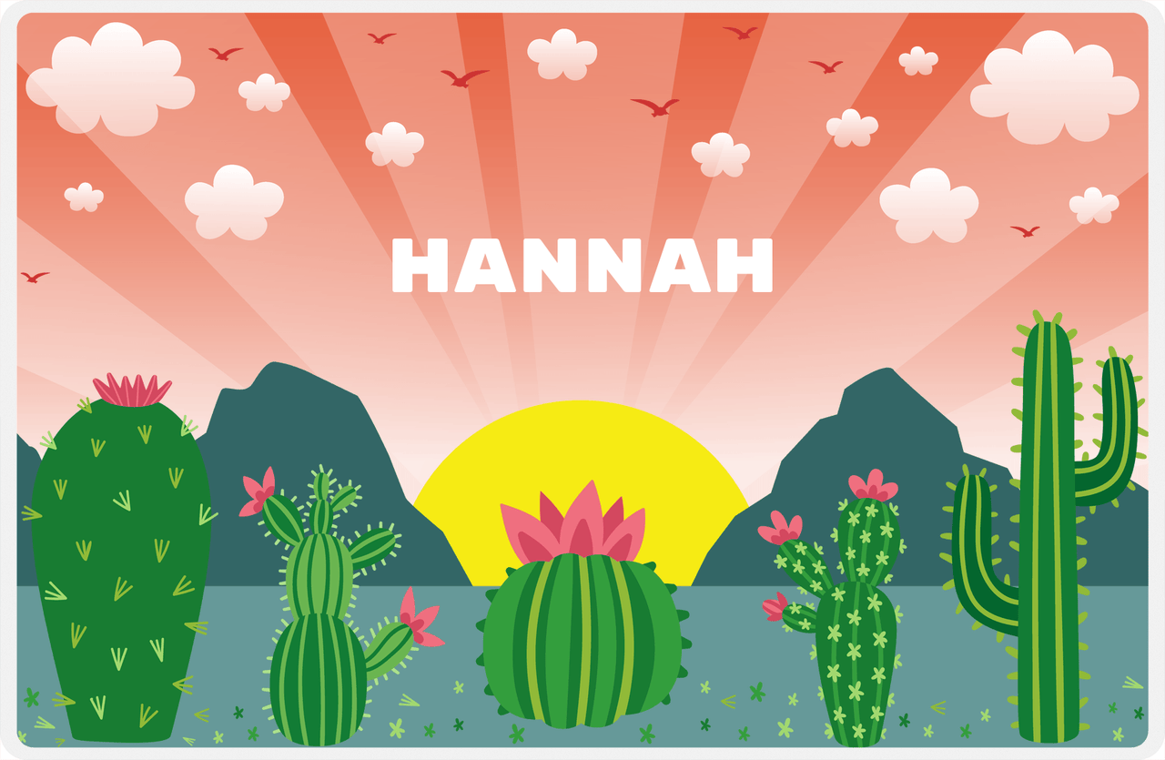 Personalized Cactus / Succulent Placemat II - Cactus Range - Orange Background -  View