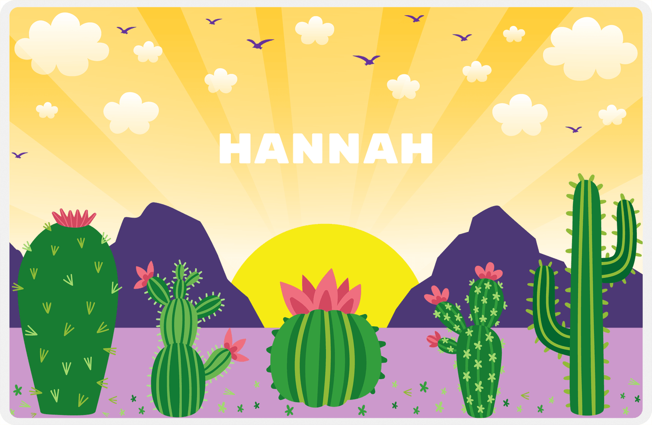 Personalized Cactus / Succulent Placemat II - Cactus Range - Yellow Background -  View
