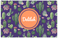 Thumbnail for Personalized Cactus / Succulent Placemat V - Watercolor Cactus - Circle Nameplate -  View