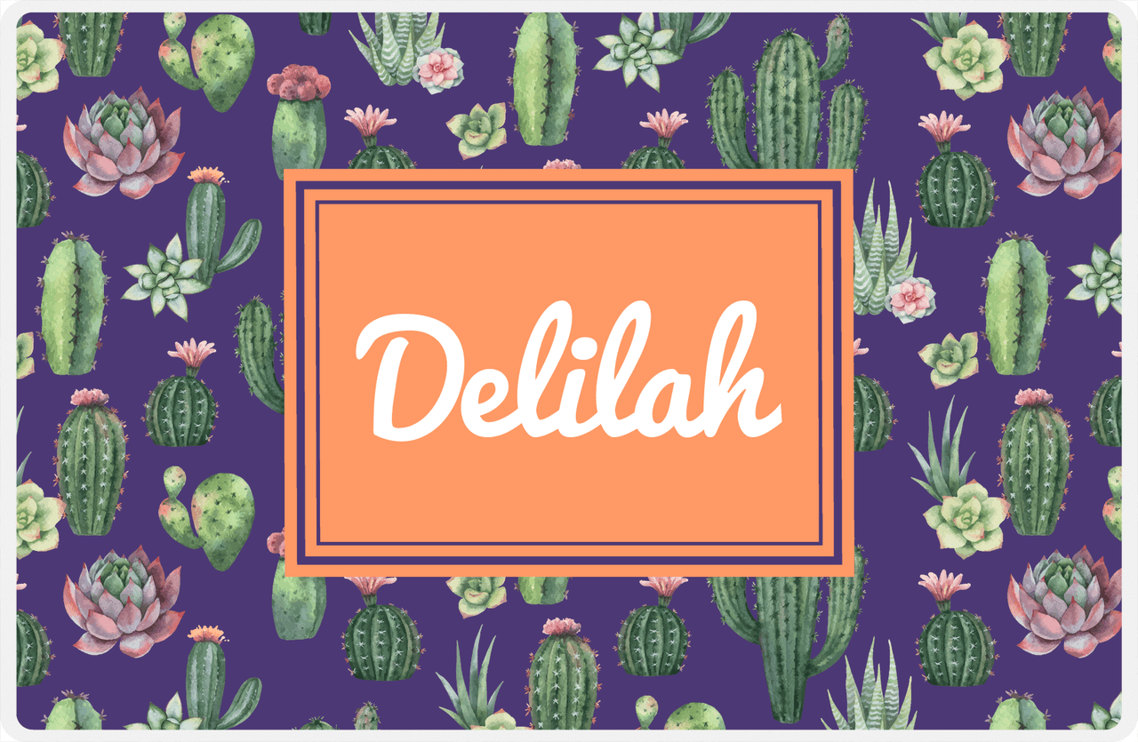 Personalized Cactus / Succulent Placemat V - Watercolor Cactus - Rectangle Nameplate -  View
