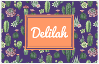 Thumbnail for Personalized Cactus / Succulent Placemat V - Watercolor Cactus - Rectangle Nameplate -  View