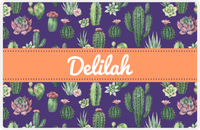 Thumbnail for Personalized Cactus / Succulent Placemat V - Watercolor Cactus - Ribbon Nameplate -  View