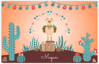 Thumbnail for Personalized Cactus / Succulent Placemat VI - Alpaca Hill - Orange Background -  View