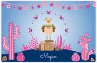 Thumbnail for Personalized Cactus / Succulent Placemat VI - Alpaca Hill - Blue Background -  View