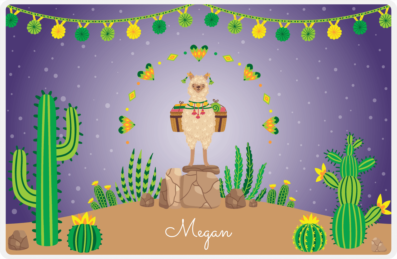Personalized Cactus / Succulent Placemat VI - Alpaca Hill - Purple Background -  View