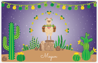 Thumbnail for Personalized Cactus / Succulent Placemat VI - Alpaca Hill - Purple Background -  View