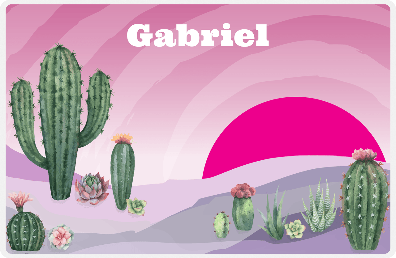 Personalized Cactus / Succulent Placemat VIII - Desert Brush - Purple Background -  View