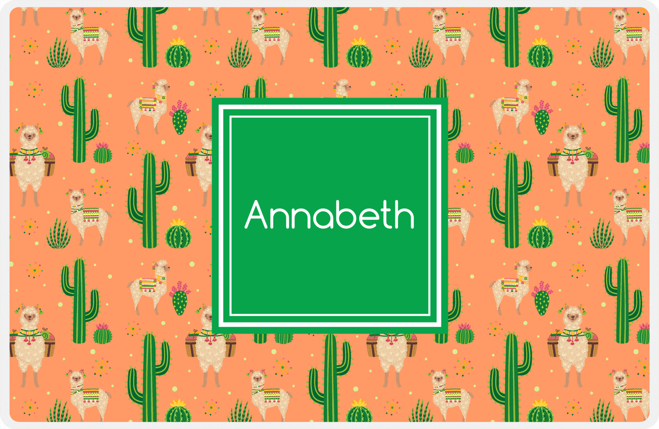 Personalized Cactus / Succulent Placemat X - Alpacas - Square Nameplate -  View