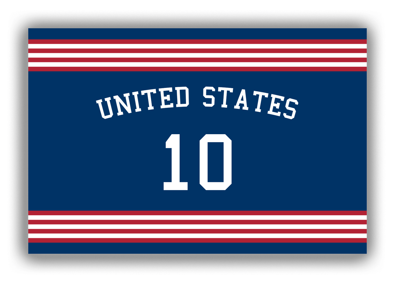 Personalized Canvas Wrap & Photo Print - Jersey Number with Arched Name - United States - Triple Stripe - Front View