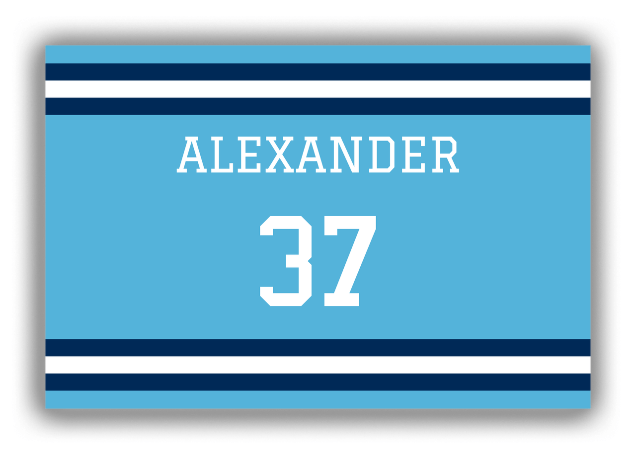 Personalized Canvas Wrap & Photo Print - Jersey Number - Blue and Navy - Single Stripe - Front View