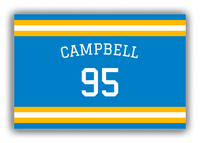 Thumbnail for Personalized Canvas Wrap & Photo Print - Jersey Number with Arched Name - Blue and Gold - Single Stripe - Front View