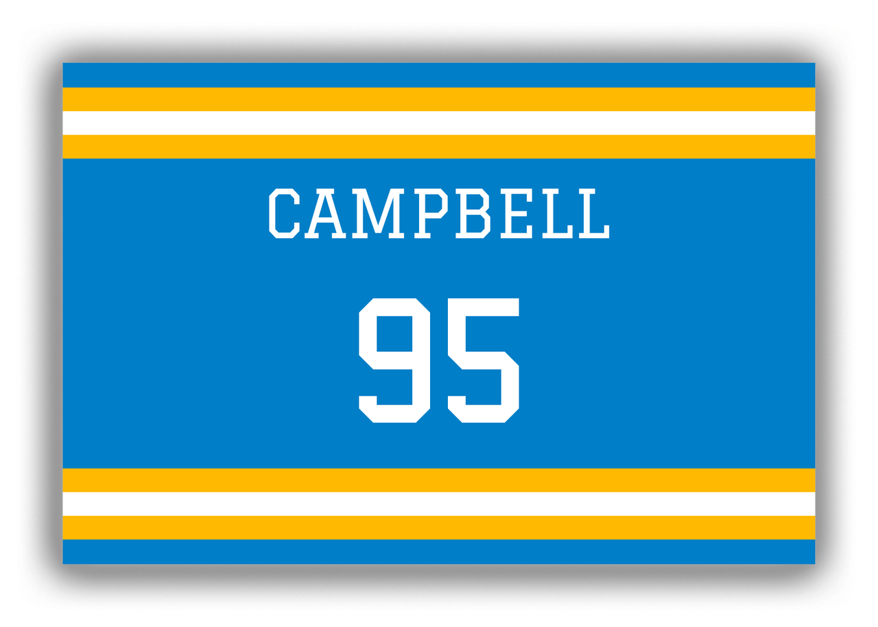 Personalized Canvas Wrap & Photo Print - Jersey Number - Blue and Gold - Single Stripe - Front View