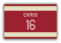 Thumbnail for Personalized Canvas Wrap & Photo Print - Jersey Number with Arched Name - Red and Gold - Triple Stripe - Front View