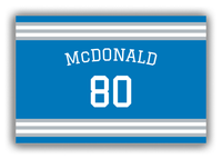 Thumbnail for Personalized Canvas Wrap & Photo Print - Jersey Number with Arched Name - Blue and Grey - Double Stripe - Front View