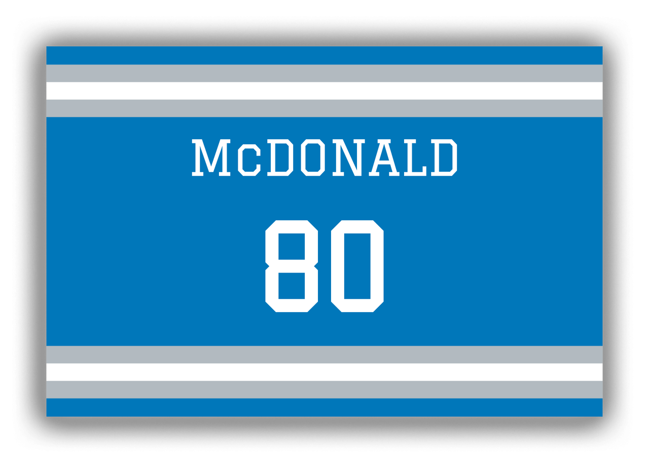 Personalized Canvas Wrap & Photo Print - Jersey Number - Blue and Grey - Single Stripe - Front View