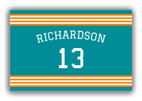 Thumbnail for Personalized Canvas Wrap & Photo Print - Jersey Number with Arched Name - Teal and Orange - Triple Stripe - Front View