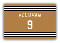Thumbnail for Personalized Canvas Wrap & Photo Print - Jersey Number with Arched Name - Gold and Black - Double Stripe - Front View