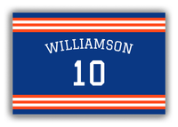Thumbnail for Personalized Canvas Wrap & Photo Print - Jersey Number with Arched Name - Blue and Orange - Double Stripe - Front View