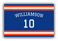 Thumbnail for Personalized Canvas Wrap & Photo Print - Jersey Number with Arched Name - Blue and Orange - Single Stripe - Front View
