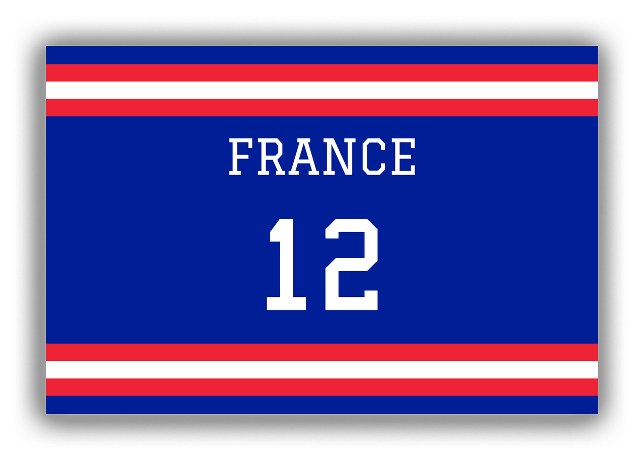 Personalized Canvas Wrap & Photo Print - Jersey Number - France - Single Stripe - Front View