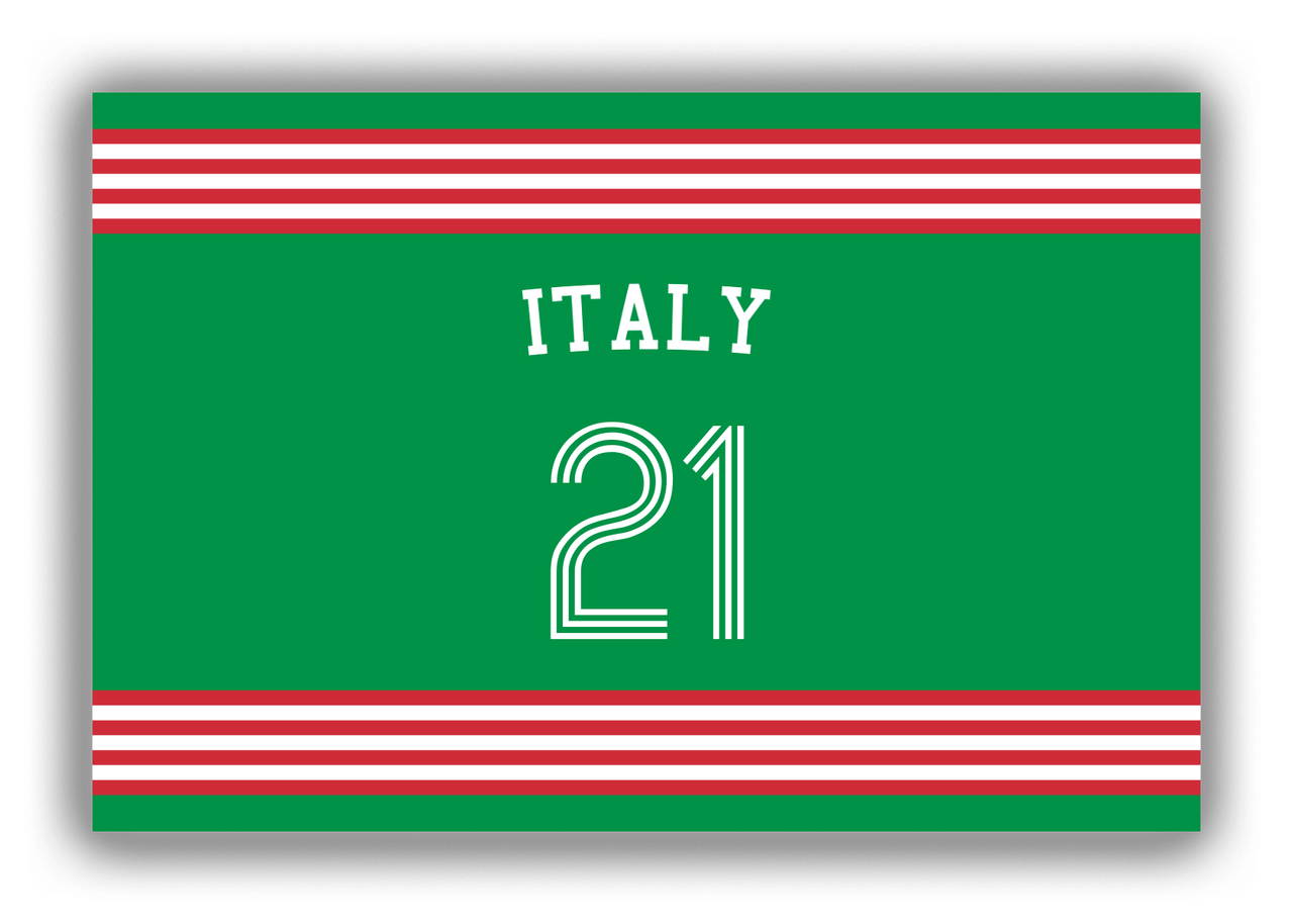 Personalized Canvas Wrap & Photo Print - Jersey Number with Arched Name - Italy - Triple Stripe - Front View
