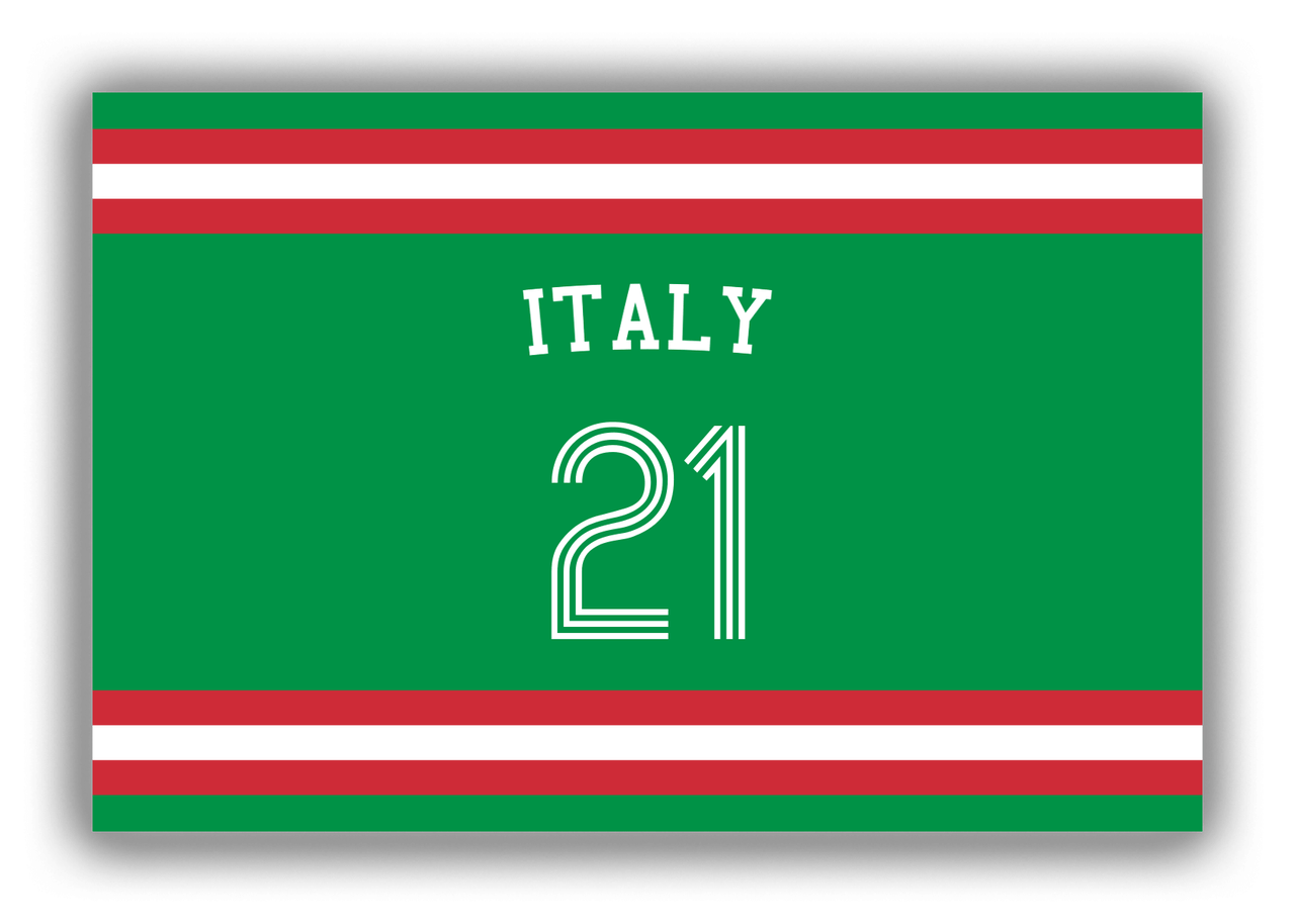 Personalized Canvas Wrap & Photo Print - Jersey Number with Arched Name - Italy - Single Stripe - Front View