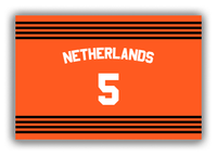 Thumbnail for Personalized Canvas Wrap & Photo Print - Jersey Number with Arched Name - Netherlands - Triple Stripe - Front View