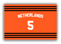 Thumbnail for Personalized Canvas Wrap & Photo Print - Jersey Number with Arched Name - Netherlands - Double Stripe - Front View