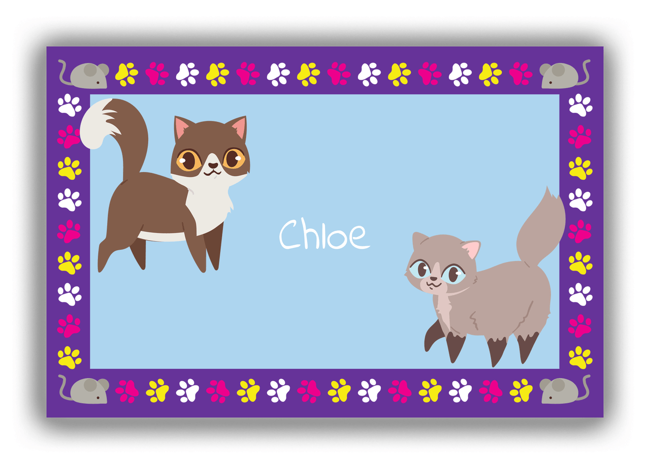Personalized Cats Canvas Wrap & Photo Print III - Blue Background - Cat IV - Front View