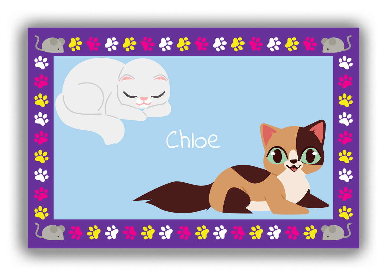 Personalized Cats Canvas Wrap & Photo Print III - Blue Background - Cat V - Front View