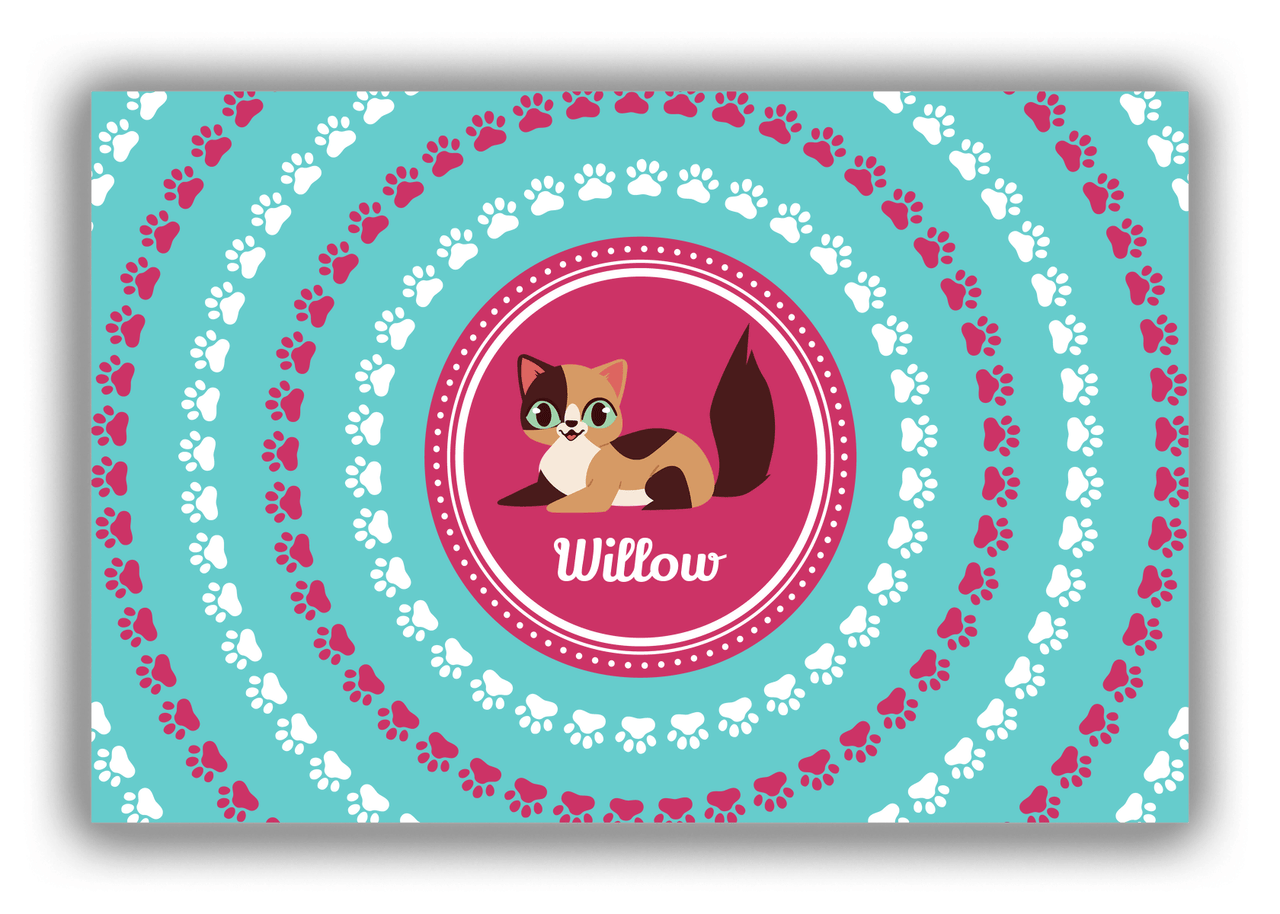 Personalized Cats Canvas Wrap & Photo Print XV - Teal Background - Cat I - Front View