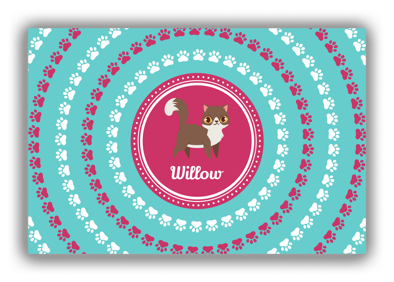 Personalized Cats Canvas Wrap & Photo Print XV - Teal Background - Cat II - Front View