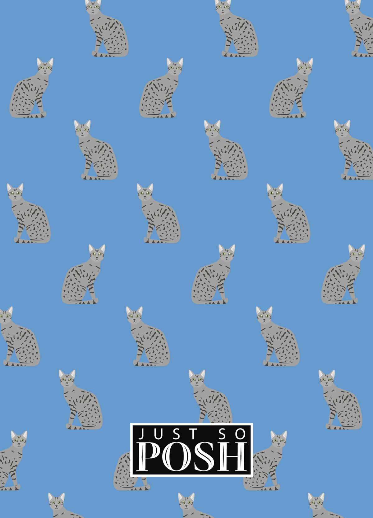 Personalized Cats Journal VI - Blue Background - Cat III - Back View