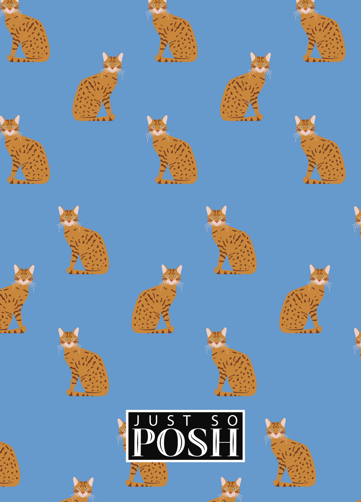 Personalized Cats Journal VI - Blue Background - Cat VIII - Back View