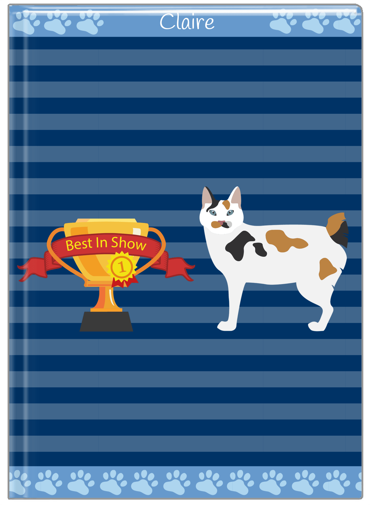 Personalized Cats Journal VIII - Blue Background - Cat I - Front View