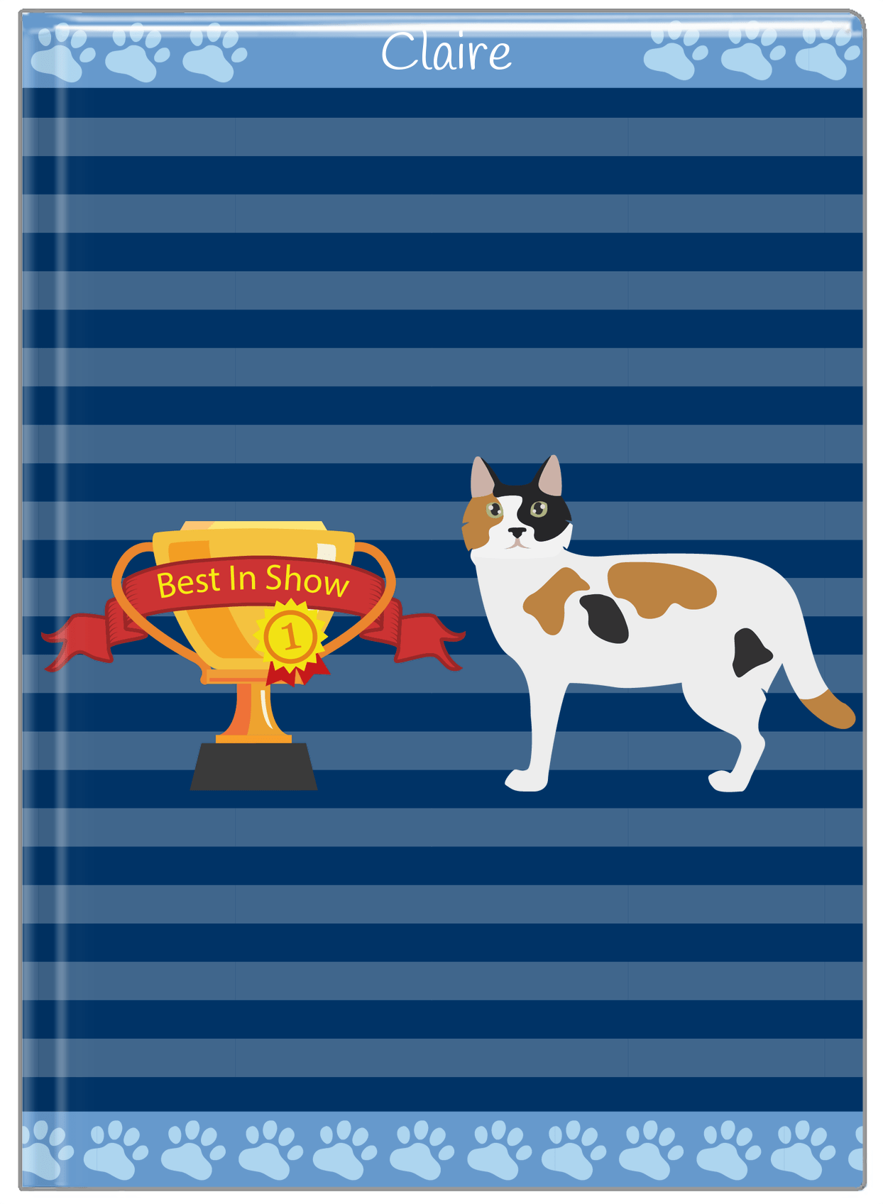 Personalized Cats Journal VIII - Blue Background - Cat VII - Front View