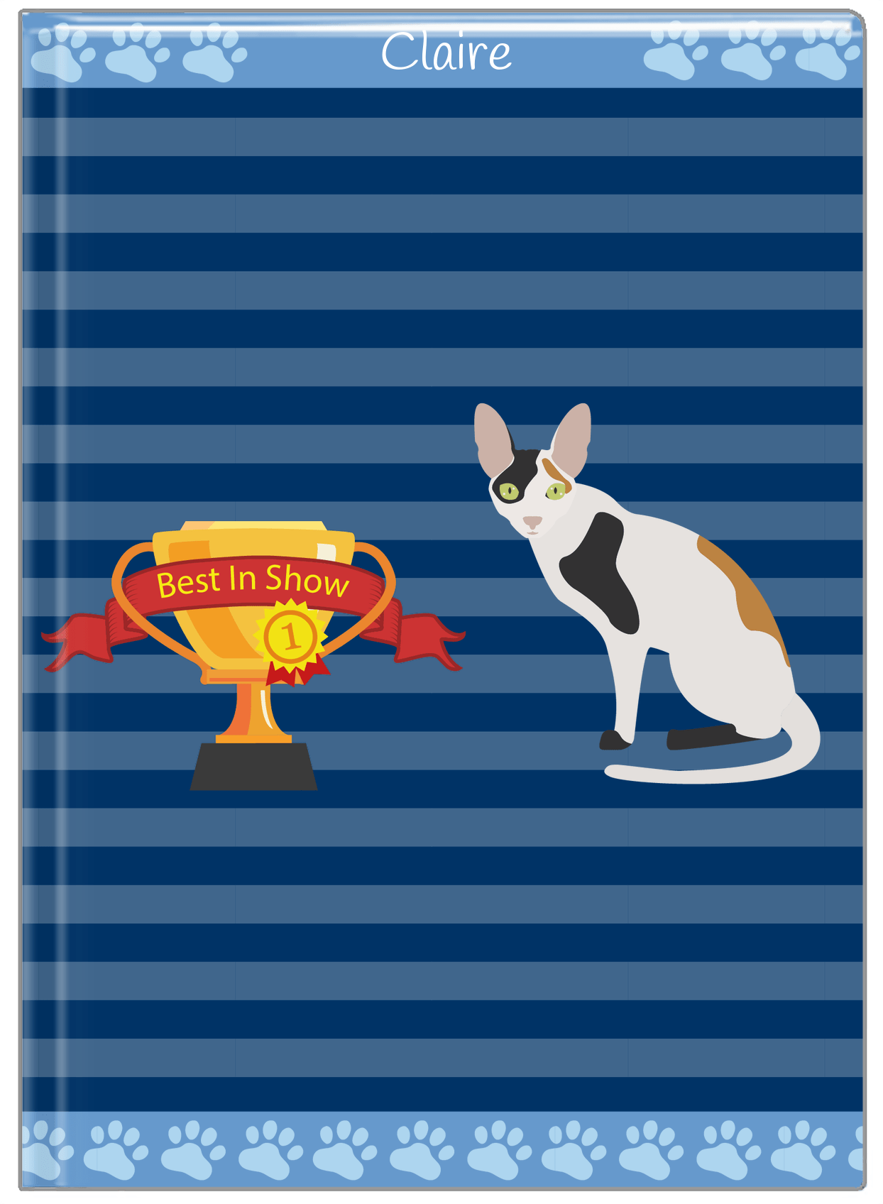 Personalized Cats Journal VIII - Blue Background - Cat IX - Front View