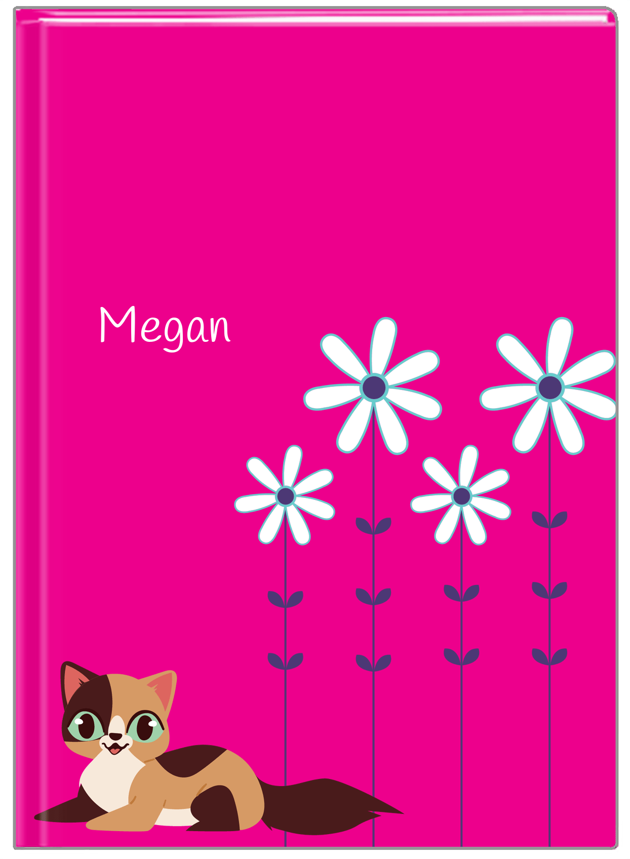 Personalized Cats Journal X - Pink Background - Cat I - Front View
