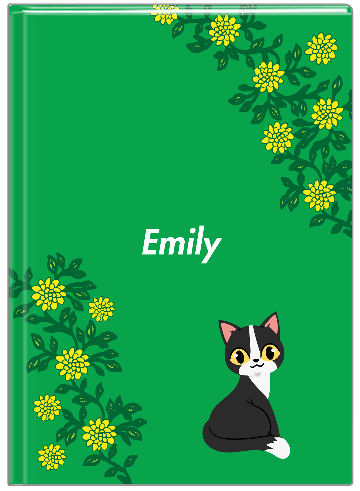 Personalized Cats Journal XI - Green Background - Cat IX - Front View