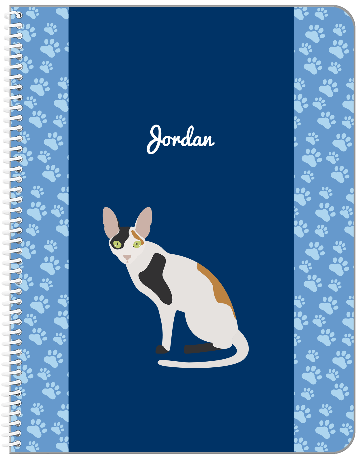 Personalized Cats Notebook IV - Blue Background - Cat IX - Front View