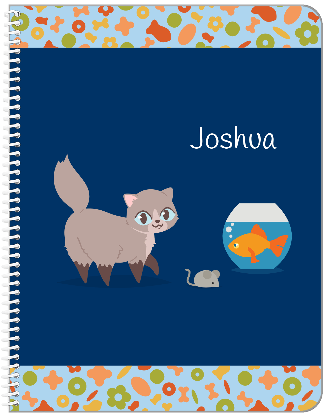 Personalized Cats Notebook VII - Blue Background - Cat III - Front View